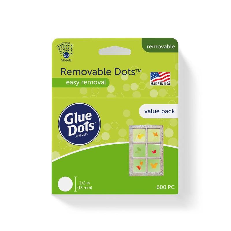 Glue Dots نقاط الغراء، عبوة قيمة من النقاط القابلة للإزالة، مزدوجة الجوانب، 1/2 بوصة، 0.5 بوصة، 600 نقطة، شريط غراء للحرف اليدوية، نقاط غراء لاصقة، بديل الغراء السائل الساخن، شفاف - Image 1